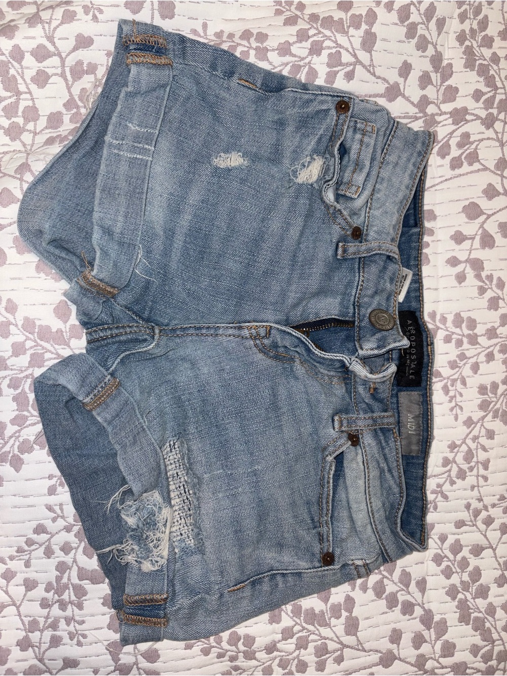 Aeropostale Light Blue Distressed Denim Shorts